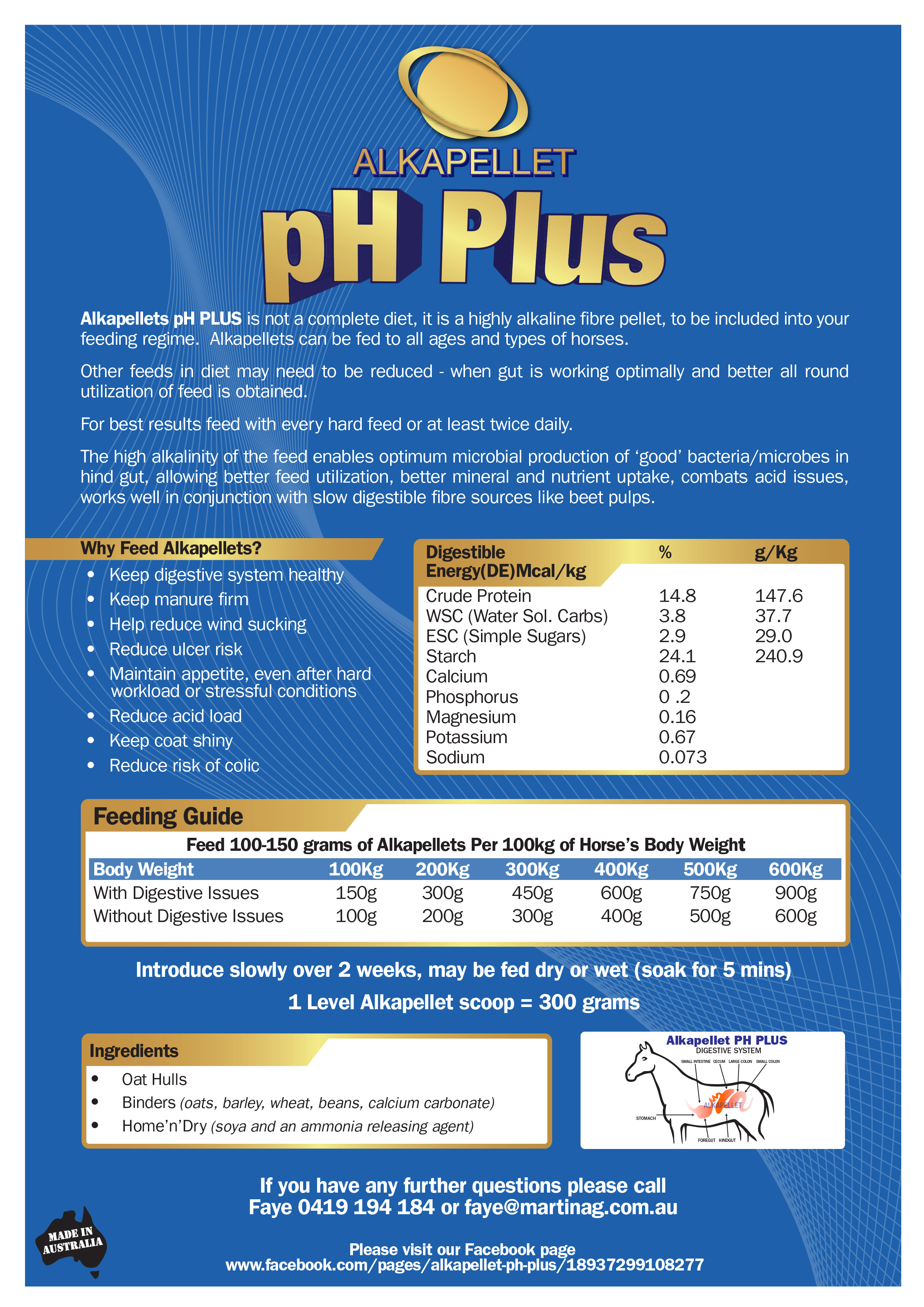 Alkapellet PH Plus product information and analysis sheet; open image to enlarge
